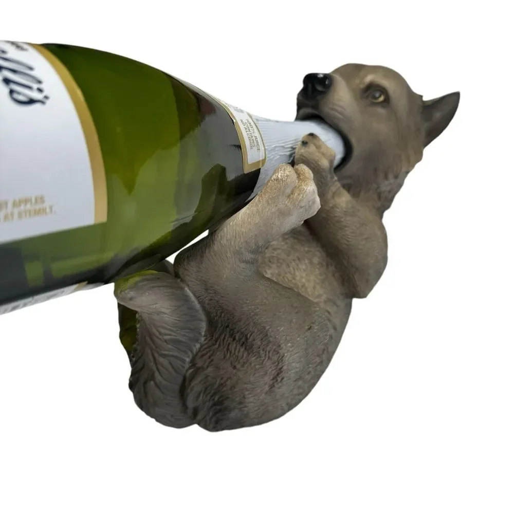 Wolf Pup Wine Bottle Holder Resin 2012 DWK